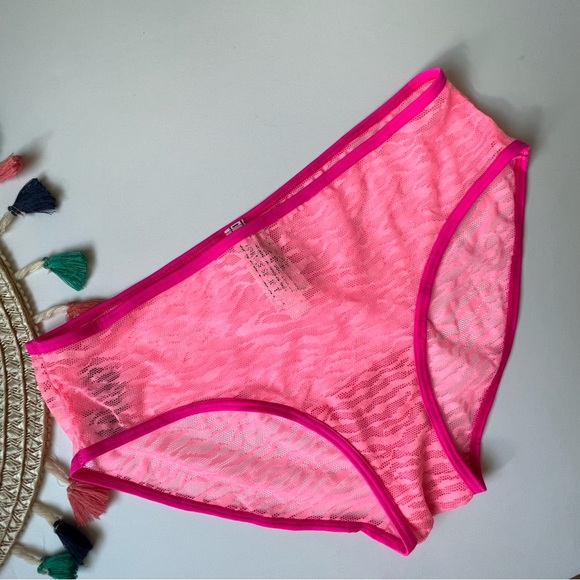 Victoria's Secret VTG Extra Low Rise Mesh Hiphugger Panty Pink Zebra Stripe Smal - Picture 3 of 4